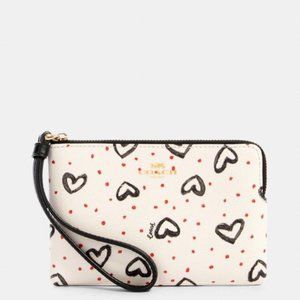 SOLD❌Coach Corner Zip Wristlet Crayon Hearts